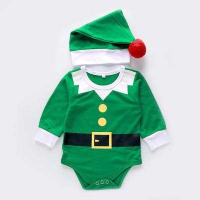 China Polyester / Cotton Baby Newborn Christmas Clothes Infant Romper Jumpsuit Christmas Outfit For Boys Girls With Santa Hat M3317 for sale