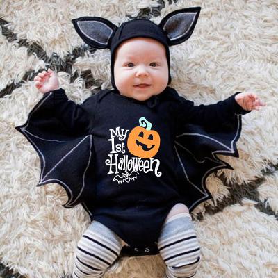 China Spandex/Cotton Baby Boy Overall Outfit Batwing Costume Newborn Wing Romper Bodysuit Long Sleeve Halloween Girl With Hat M3295 for sale