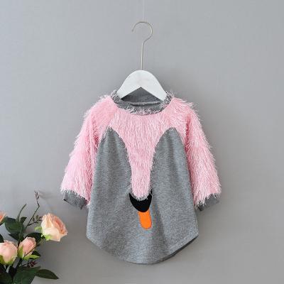 China Breathable 1-6 Years Long Sleeve Sweatshirts Girls Velvet Patchwork Swan Pullover MSY1891 for sale