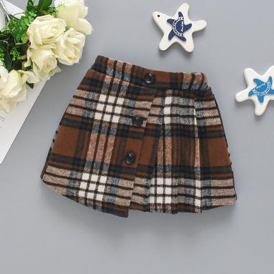 China Autumn Toddler Girl Skirts Breathable Wool Plaid Pleated Skirt For Baby M2169 for sale