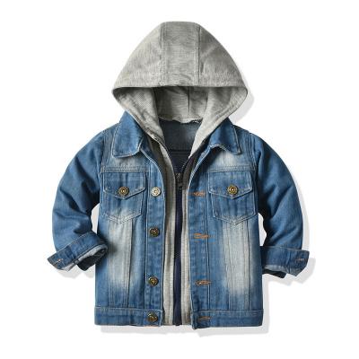 China Breathable Toddler Denim Hooded Jacket With Snaps Ribbed Jeans Jackets With Hood Spring Fall Outwear For Babies Boys M3290 for sale