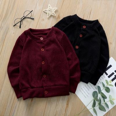 China Anti-wrinkle 1-5 Years Knitted Kids Cardigan Sweater Girl Crewneck Light Button Casual Outerwear H1182 for sale