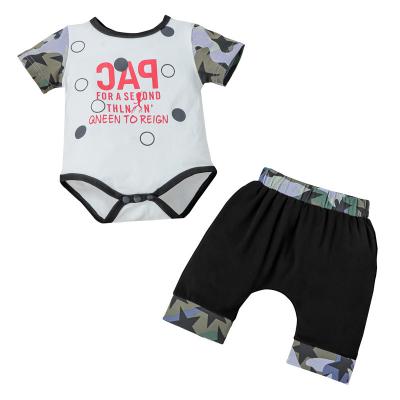 China Summer Breathable Baby Clothes Set 0-2 Years Camouflage Short Sleeve Jumpsuit With Abbreviations Boys Girls MH1338 for sale