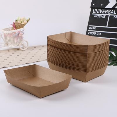 China Oil Proof Box Disposable Coated Wrapping Paper Bent Free Pape Boat Biodegradable Stackable Bakery Food Packaging Box for sale