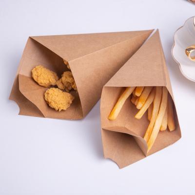 China Disposable Snacks Packaging Paper Box Custom Size Biodegradable French Fries Cone Paper Box for sale