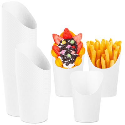 China 8oz 12oz Deli Box White Paper Biodegradable Stackable Round Disposable Popcorn Cups Fry Cone for sale