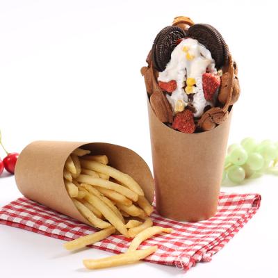 China Biodegradable Disposable Take Away Wrapping Paper Fast Food Scoop Egg Puff French Fries Cup For Coffee for sale