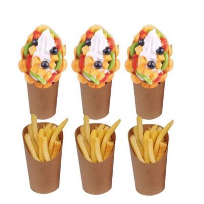 China Biodegradable Disposable Cake Waffle Ice Cream Cup Holder French Fries Takeout Cup For Wedding Birthday Party for sale