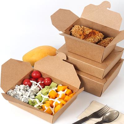 China Customized Disposable Eco-friendly Biodegradable Take Away Food Containers Kraft Paper Lunch Boxes for sale