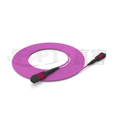 China Telecom communication hot sale factory supply 8 12 24 MTP-MTP 100G low loss 50/125 OM3 OM4 male female aqua mtp purple fiber optic patch cords for sale