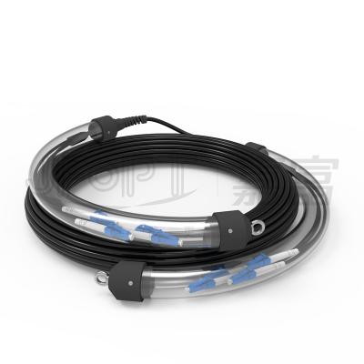 China FTTH FTTH Fiber Optic LC/UPC-LC/UPC Patch Cord Fiber Optic Pre-Stop Outdoor Jumper With Waterproof Pull Eyes for sale