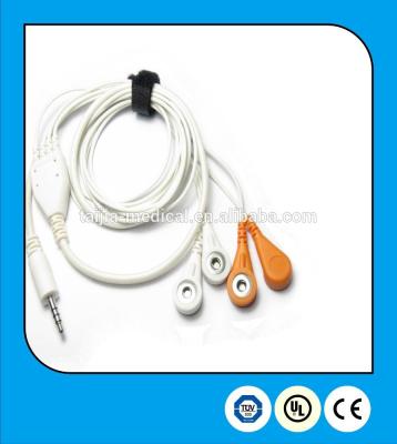 China Factory supply 3.5mm earphone jack one piece 4 lead holter ecg direct cable TJ-ECG3A1I for sale