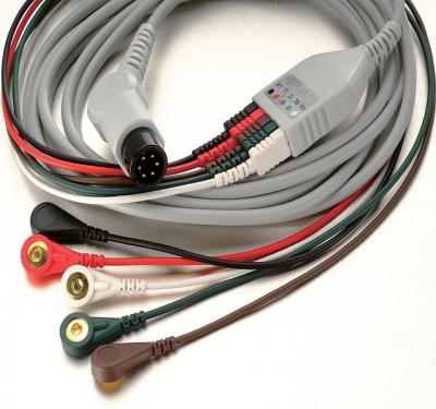 China Metal ECG and cable 3 and 5 lead cable with defibrillator, instrumentation cable for sale