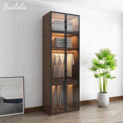 China Freestanding Simple Lightweight Luxury Wooden Bedroom Wardrobes Modular Combination Cabinets For Space Saving for sale