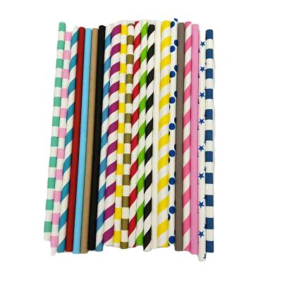 China Party Hot Sales Wulian Eco Friendly Striped Colorful Loose Paper Straws 6MM 230MM for sale