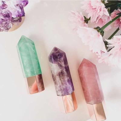 China Personal Care Hot Selling Natural Perfume Oil Roll On Bottles Beauty Flambeur Gemstone Point Gua Sha Style Sculpting Tool for sale