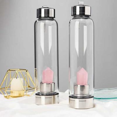 China Europe hot donghai crystal water bottle with reiki healing crystal stone replaceable gemstone infused elixir for sale