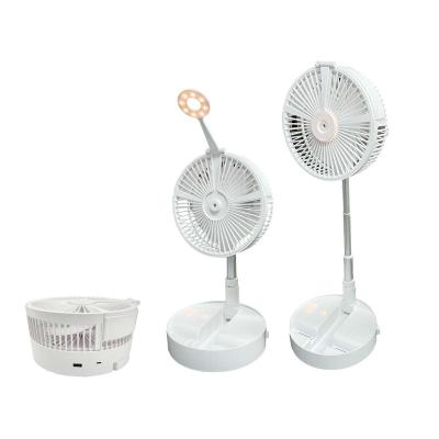 China Portable Folding Folding LED Fan Air Cooling Mist Light USB Rechargeable Stand High Quality Retractable Fans for sale