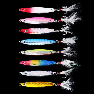 China Durable New Arrival 5-80g IMA Metal Jig Lure Cheap Laser Jigger Bait with Terrible Feather Hooks for sale