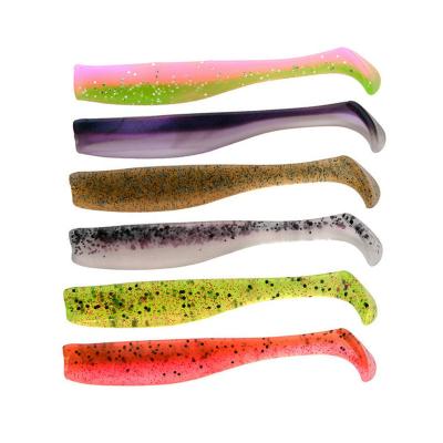 China Durable New Arrival TPR 70mm 2.3g Soft Fishing Paddle Tail Lure Slim Swim Bait T Tail Trout Lure for sale