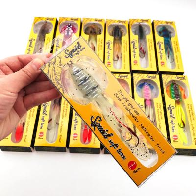 China Vivid Fish Swimming Action Soft Squid Fishing Trolling Lure 60g 15cm Luminous UV Squid Jig For Sea Fishing Boat Fishing Wobblers Bait for sale