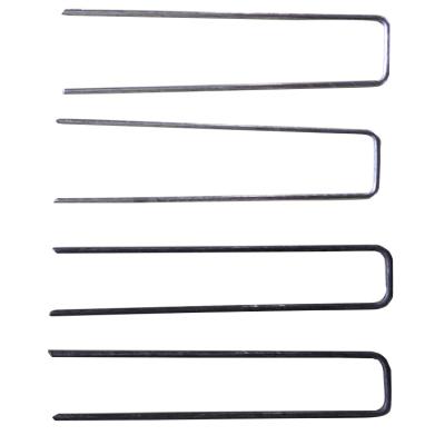 China Flat 6 Inch Steel U-Shaped Garden Ground Stakes Turf Staples Pins Pegs For Netting Vegetables Mow Fence Plants for sale