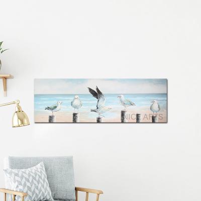 China Waterproof + Eco-Friendly Wall Art for Living Room Pleasant And Fresh Sea Seagull Landscape Wall Art Painting Canvas Painting for sale