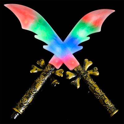 China Funny Led Light Up Double Ended Skull Pirate Toy Sword 3 Modes Flashing Glow Game Double Sided Timber Sabers And Buccaneers For Ninja for sale