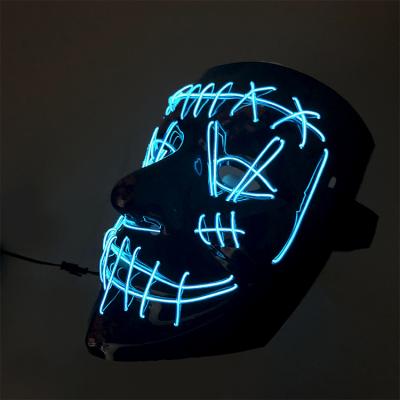 China 3 Function Hot Sale Amazon Halloween Led Light Up El Wire Scary Neon Face Mask Led Purge Glowing Funny Mask for sale