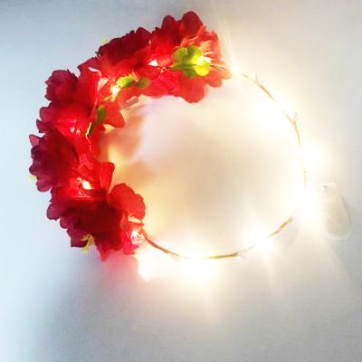 China Artificial Flower Best Selling LED Garland Flashing Light Up Wedding Flower Wreath for sale