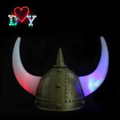 China Hot Selling Plastic Led Lightweight Party Warrior Viking Helmet Hat for sale