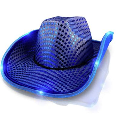 China ABS Led Colorful Light Cowboy Jazz Performance Hat Light Up Christmas Hats for sale