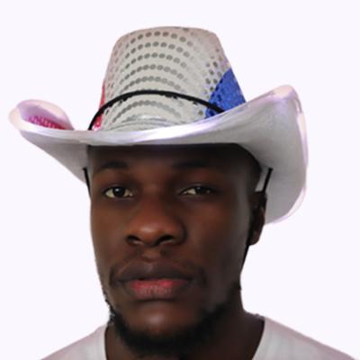 China ABS Holiday Party Props Cowboy Hat With Led Light for sale