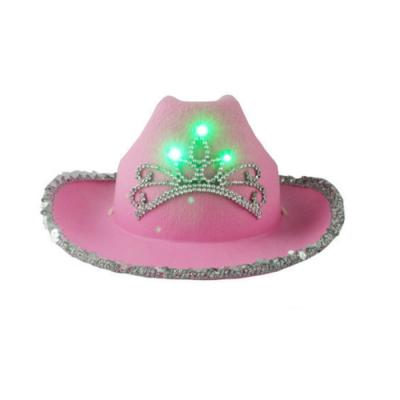 China Pink ABS Party Fashion Novelty Flashing Tiara Cowboy Hat With Crown Buy Pink for sale