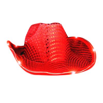 China ABS Led Colorful Light Cowboy Jazz Performance Hat Light Up Christmas Hats for sale