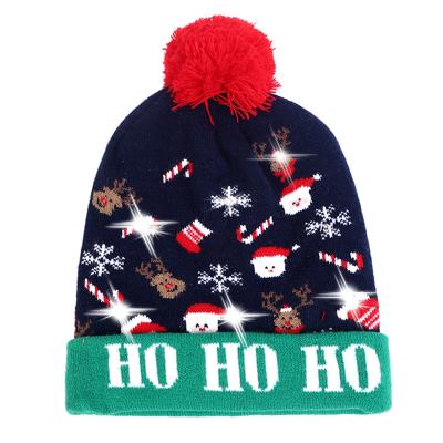 China Winter Holiday Christmas Party Pom Pom Eco-Friendly Bright Knitted Hat for sale