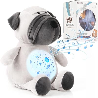 China Lovely Cotton Baby Toys 0 6 Months Dog Puppy Realistic Led Soft Stuffed Plush Animal Toys With Night Lights for sale