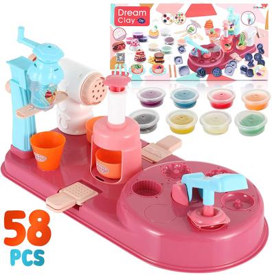 China Eco-Friendly Material Pretend Food Playdough Kitchen Ice Cream Maker Toy Set Toddler Educational Toys For Boys Girls for sale