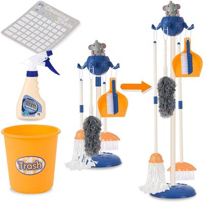 China Eco-friendly Material Children Kids Cleaning Toy Detachable Household Cleaning Tools Set Pretend Play Toy for sale