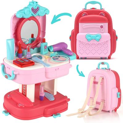 China Plastic Birthday Girls Gifts Backpack Makeup Toy Children Pretend Makeup Toy Set for sale