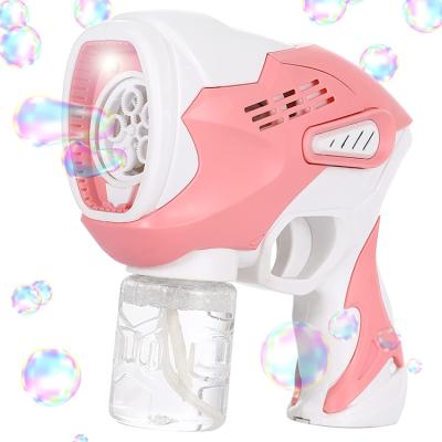 China Automatic Bubble Guns Kids Outdoor Activity Bubble Briefs Plastic Blaster Rose Maker with Light and Batteries for sale