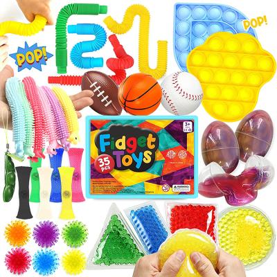 China Eco-friendly material fidgety person toys 35 pack sensory noise bubble fidgety person toys for kid adult autism release worry for sale