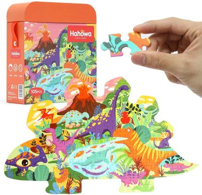 China Great Eco-Friendly Material Birthday Gift Montessori Toys 100 Piece Dinosaur Puzzles With Storage Box for sale