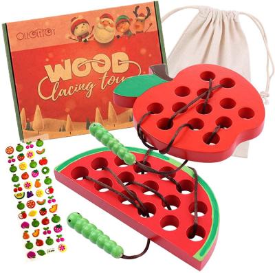 China Eco-friendly Material Wooden Lacing Toy Educational and Learning Montessori Activity for Baby and Kids for sale