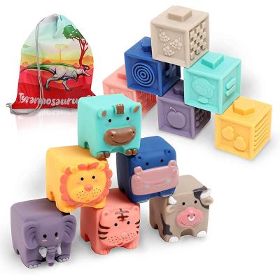 China Baby Toys 6 to 12 Months Eco-Friendly Material Kawaii Animal Baby Toys Blocks Squishies Sensory Squeeze Toy Sensory Stacking Toy for sale