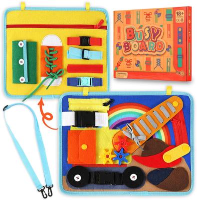 China Baby Sensory Activity Eco-friendly Material Educational Learning Toys Felt Busy Board And Travel Toy With Zippers for sale