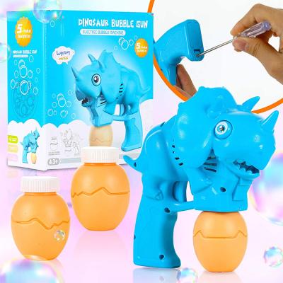 China Plastic Kids Custom Summer Novelty Dinosaur Outdoor Non-Toxic Electric Bubble Toys Gun Maker for sale