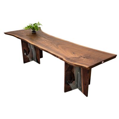 China Walnut Design Environmental Protection Walnut Restaurant Wooden Dining Table Slab Edge Table Furniture Natural Antique Industrial Modern Living Solid Walnut Slab for sale