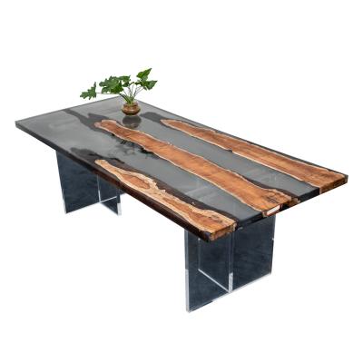 China Environmental protection natural high quality solid teak epoxy resin wood table for coffee table for sale