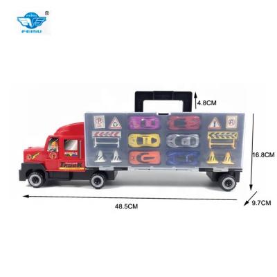 China Eco-friendly Feisu Carrying Big Truck With Small Diecast Car Toy And Accessories For Collection Metal Toy Car Model for sale